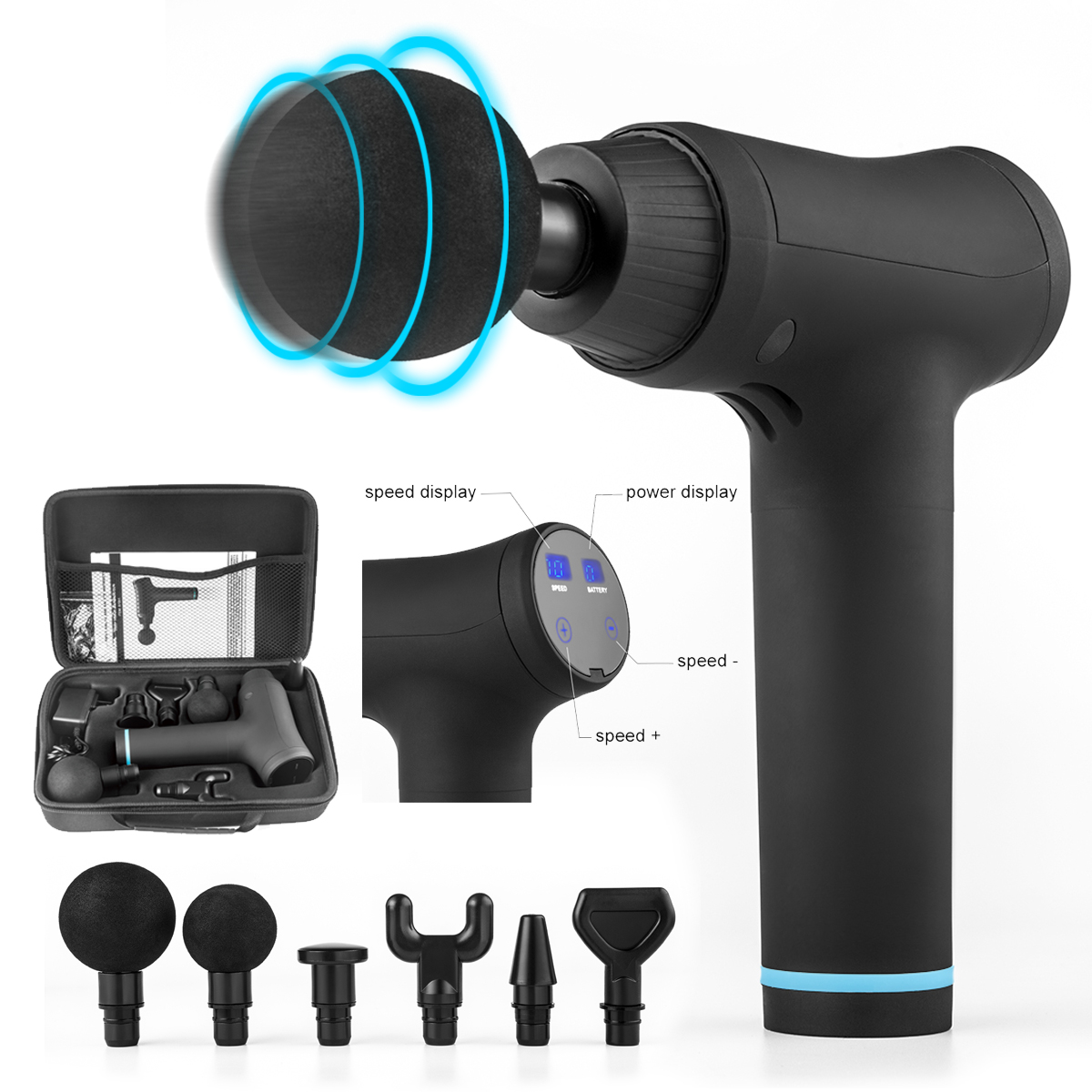 XtremepowerUS Powerful Electric Gun Cordless Percussion Massager