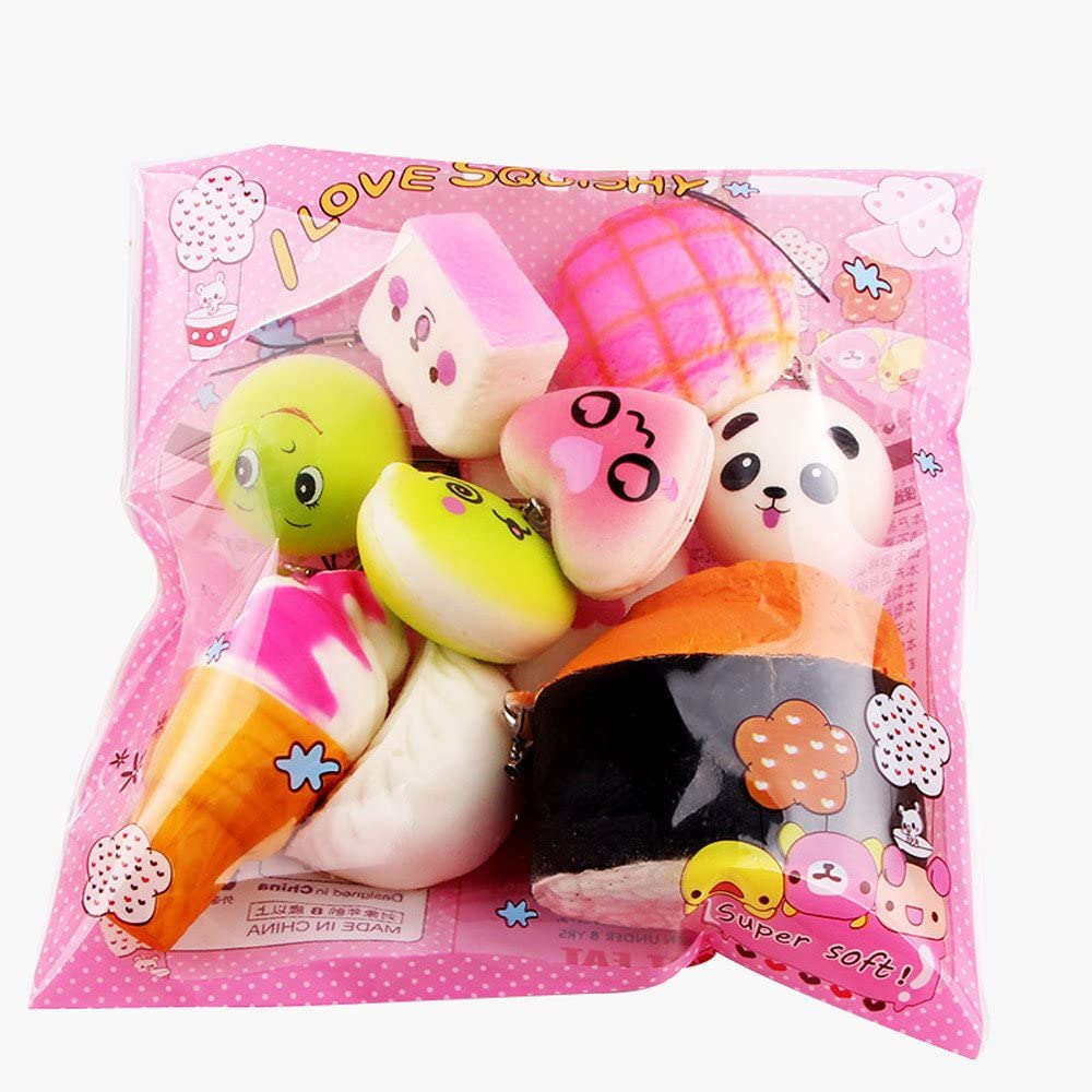 15pcs Squeeze Medium Mini Soft Squishy Bread Toys Key