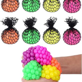 Totem World 8 Colorful Sewn Mesh Stress Balls - 2.4" Squishy Fid