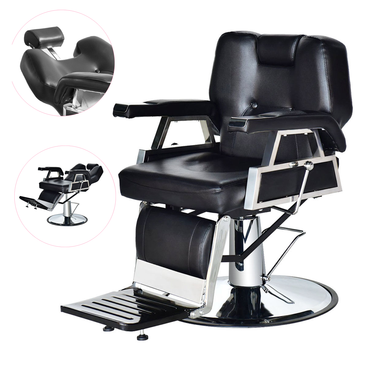 Zimtown Hydraulic Reclining Barber Chair Equipment, for Shampoo