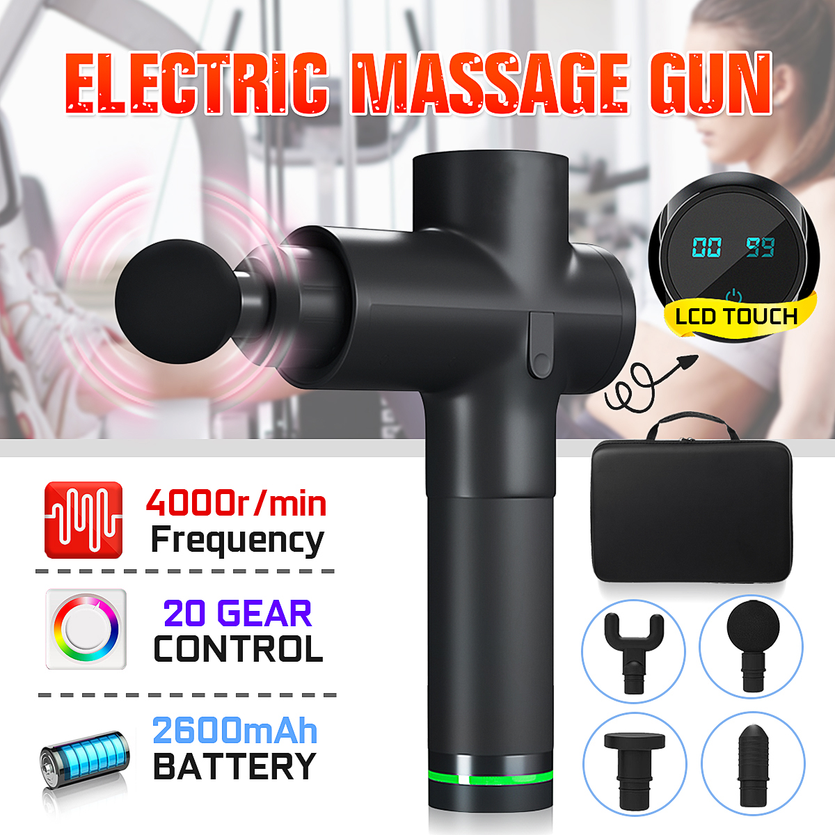 Deep Muscle Electric Body Massager Handheld Tissue Massage Gun,